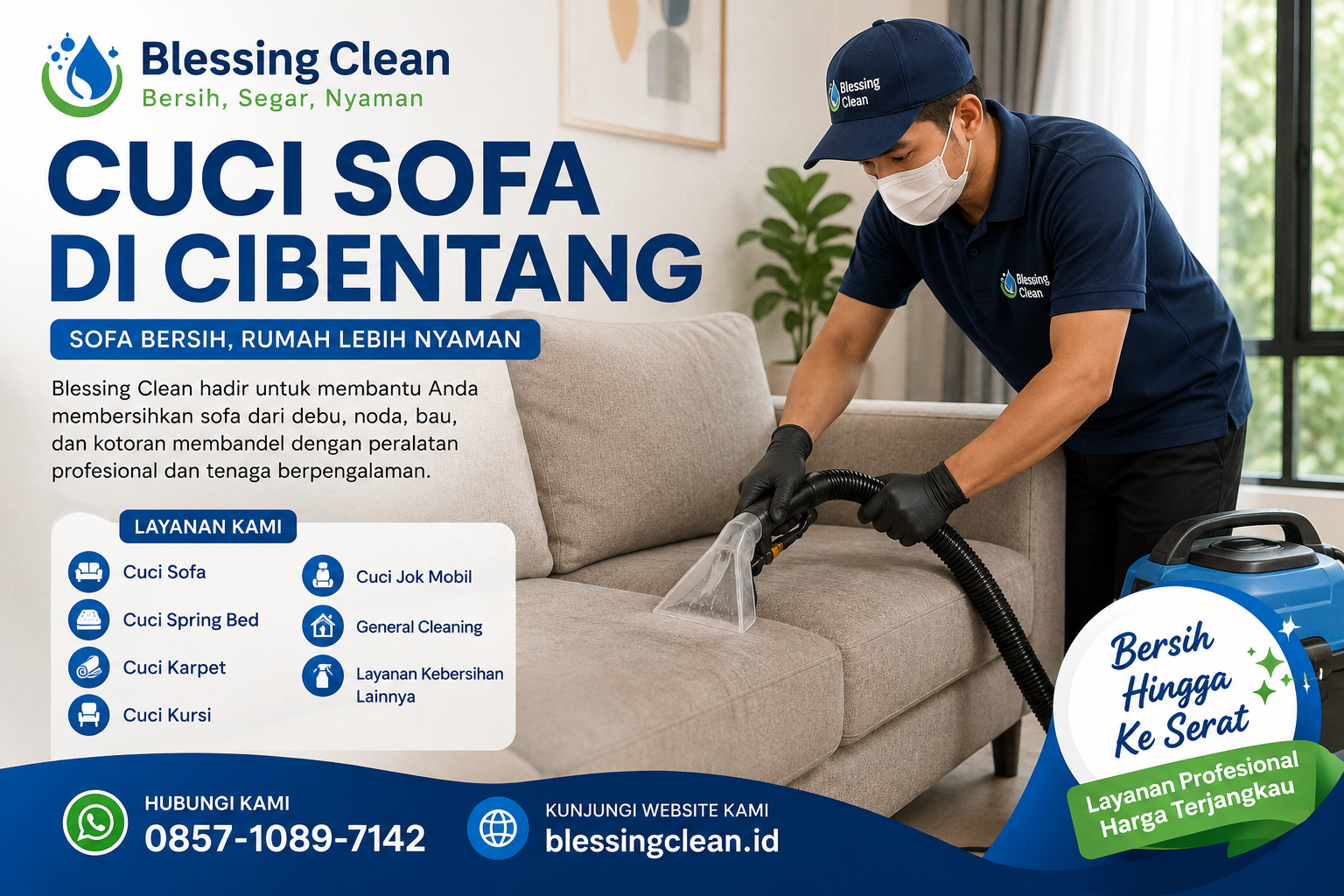 cuci sofa di Cibentang